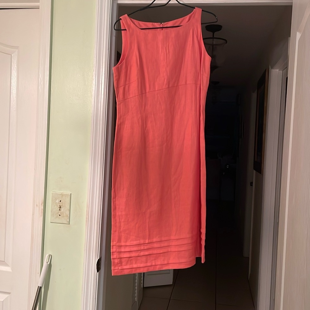 JFW sleeveless knee length dress 100% linen size 12